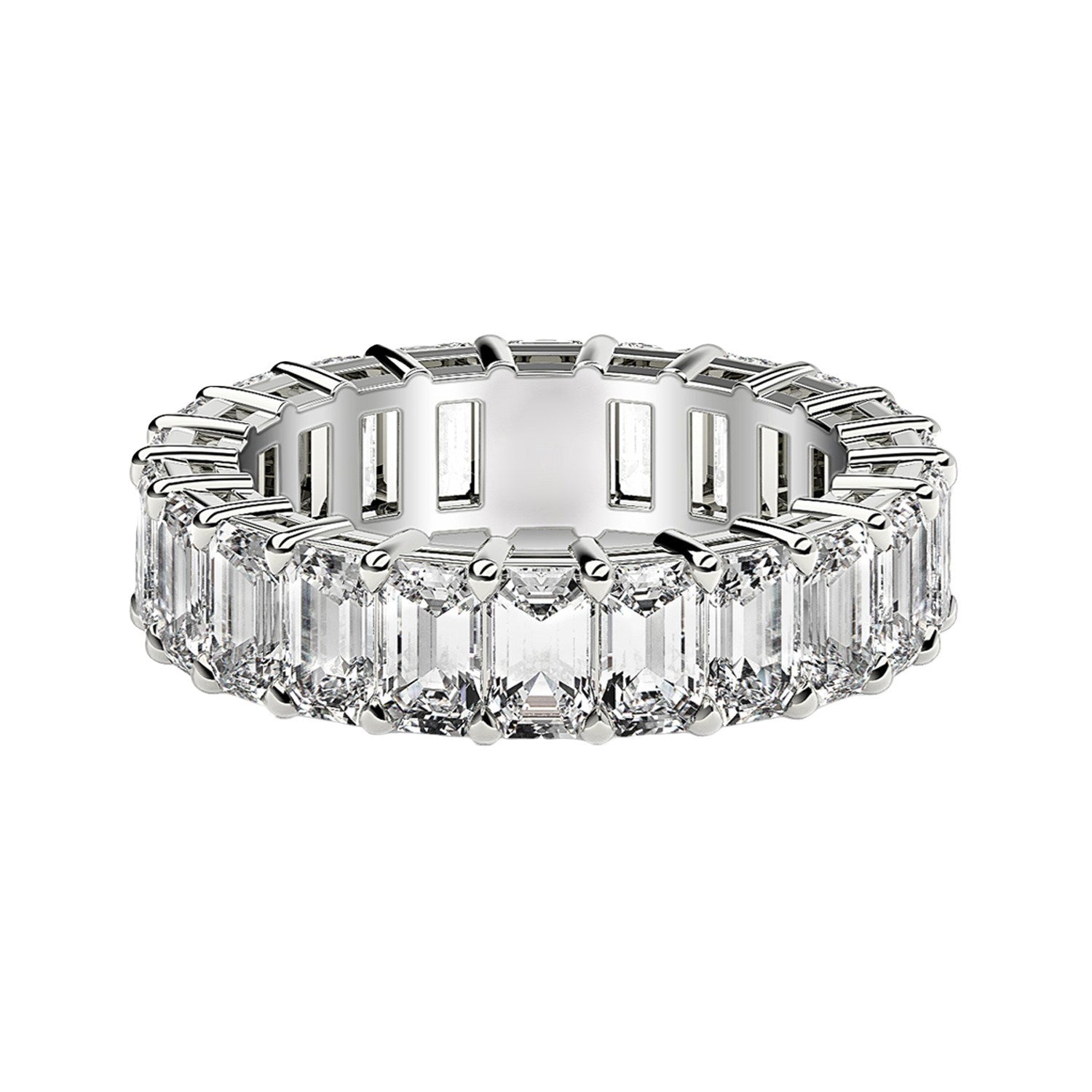 Emerald Cut Lab Grown Diamond Eternity Ring in 14k White Gold (3 cttw FG/VS2) - Peelerie